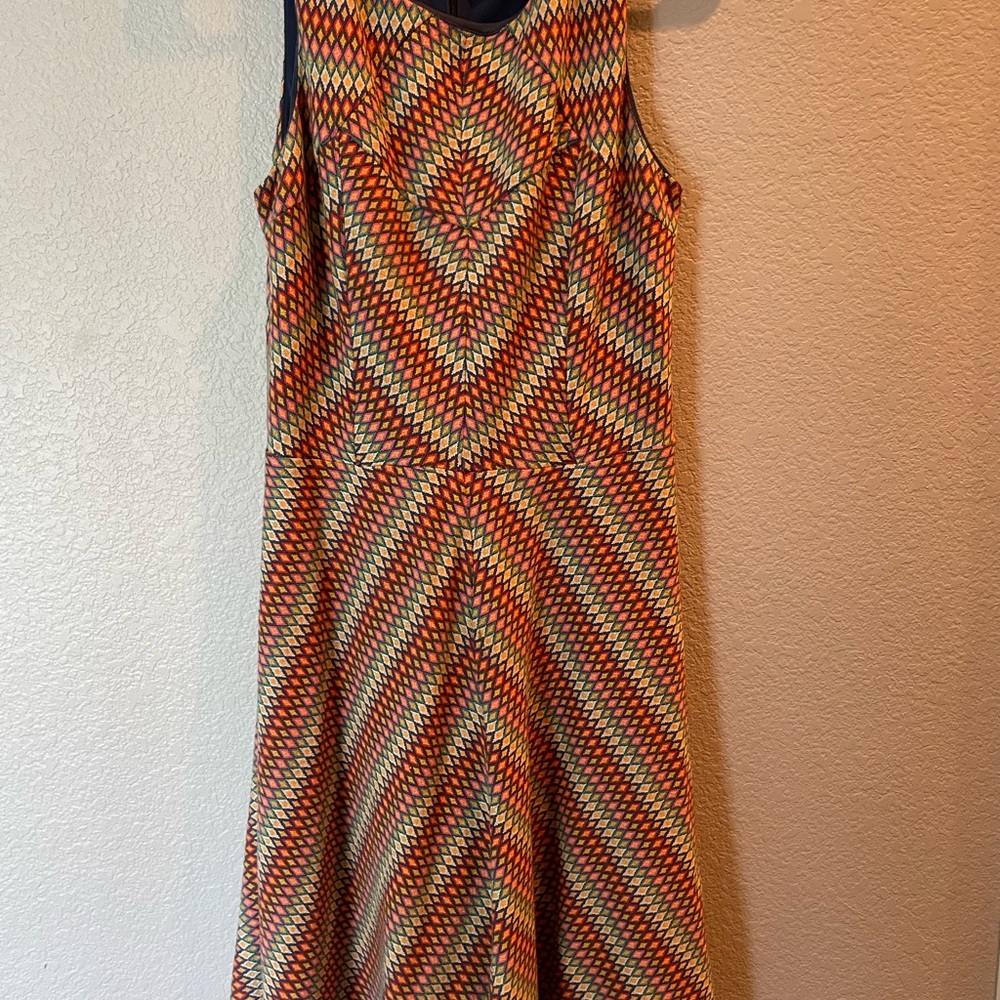 Anthropologie Eva Franco Sleeveless Striped Geometric Fit n’ Flare Dress Sz 8